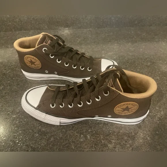 Converse Brown and White Classic High-Top Sneakers - Picture 2 of 5